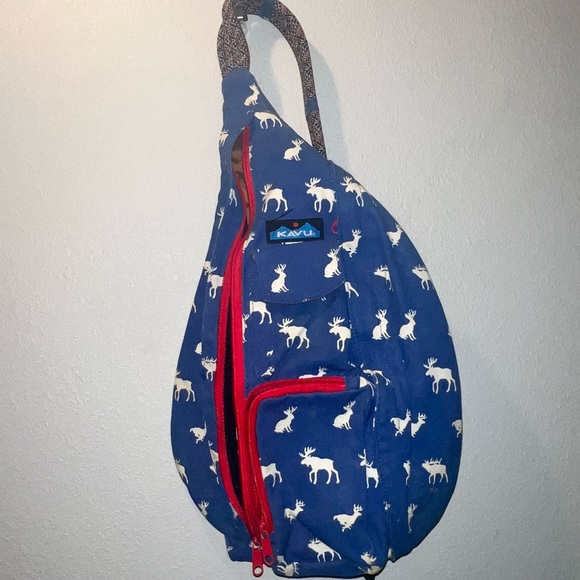 Kavu Handbags - Kavu Paxton Retired Rack N Roll Rope Sling Bag Moose Jackalope Elk Deer RARE